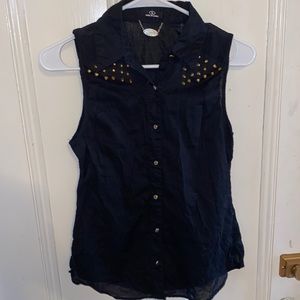 *Black button up dressy tank with gold studs